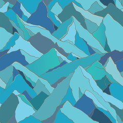 Wandcirkels Bergen patronen Naadloos bergpatroon in minimalistische stijl  © Shusha Guna