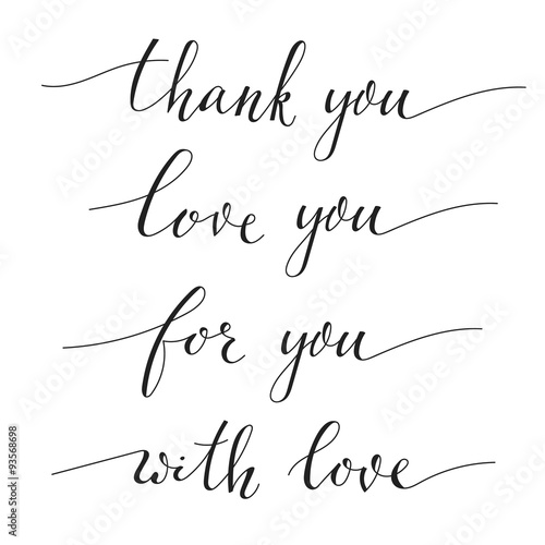 Hand written calligraphy short messages set