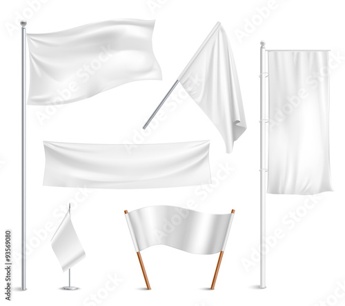 White flags pictograms collection photo