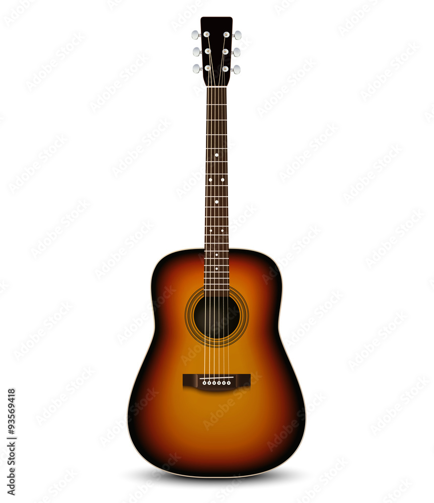 Realistic acoustic guitar. Vector illustration