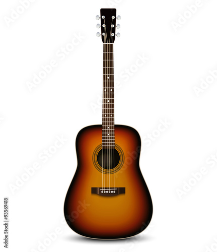 Realistic acoustic guitar. Vector illustration