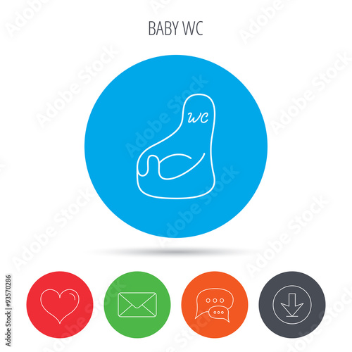 Baby wc icon. Child toilet sign.
