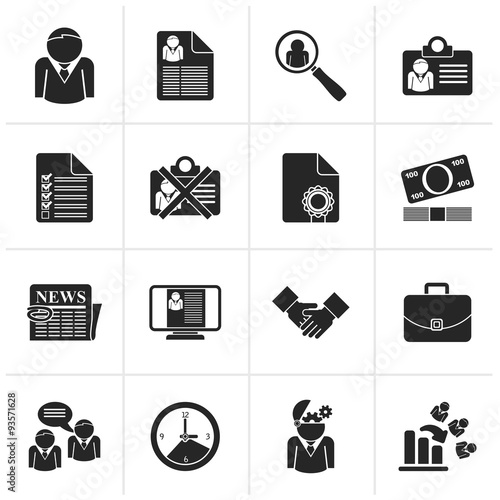 Black Employment and jobs icons - vector icon set