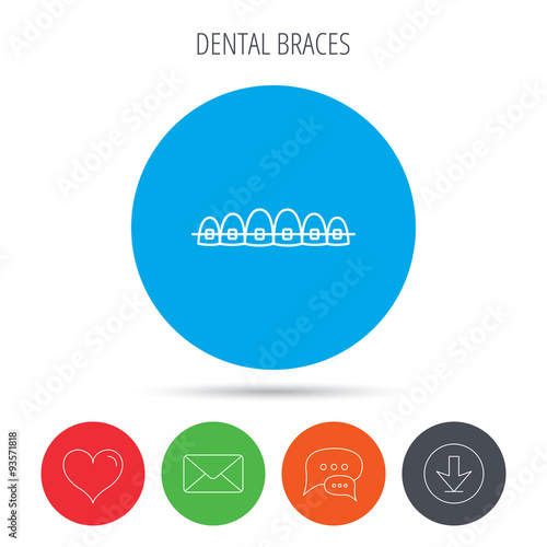 Dental braces icon. Teeth healthcare sign.