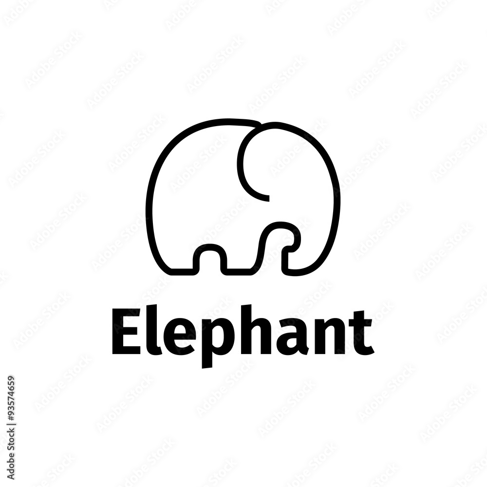 Vector trendy line style minimalistic elephant logo Vector trendy line style minimalistic elephant logo