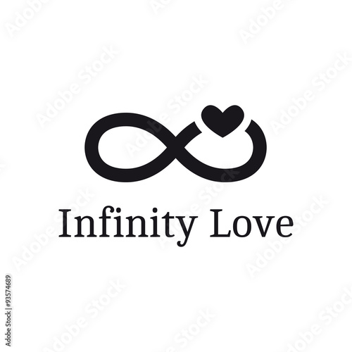 Vector trendy infinity sign with heart logotype. Modern romantic