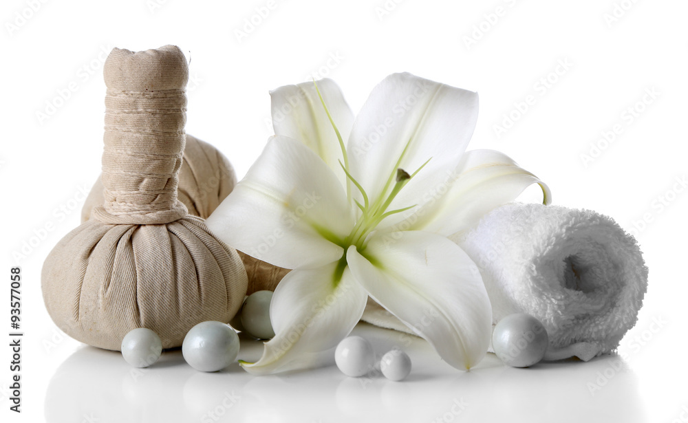Beautiful composition of spa treatment, isolated on white Beautiful composition of spa treatment, isolated on white