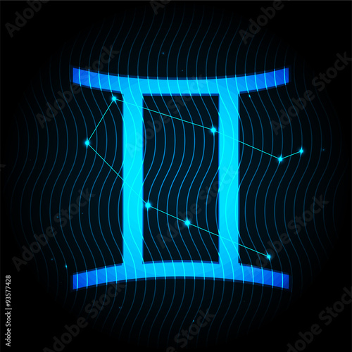 Vector Zodiac sign Gemini with stars on