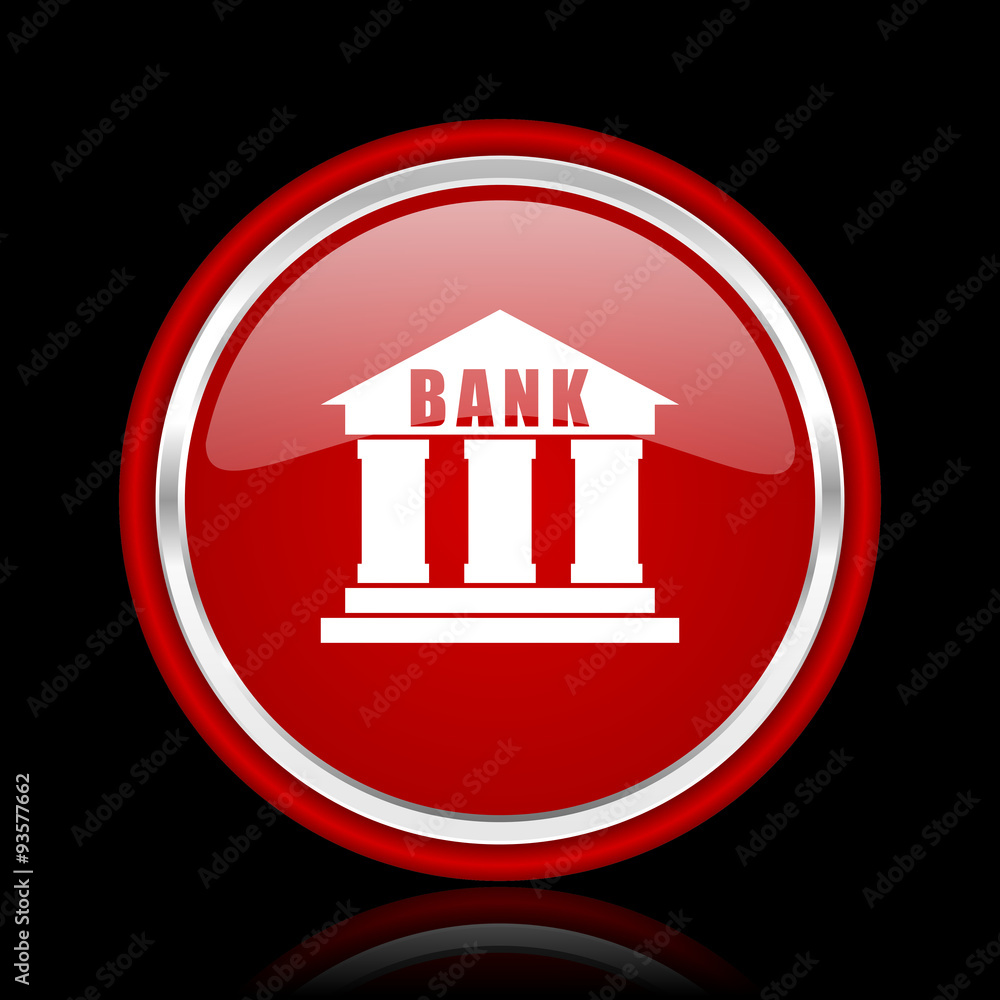 bank red glossy cirle web icon on black bacground bank red glossy cirle web icon on black bacground