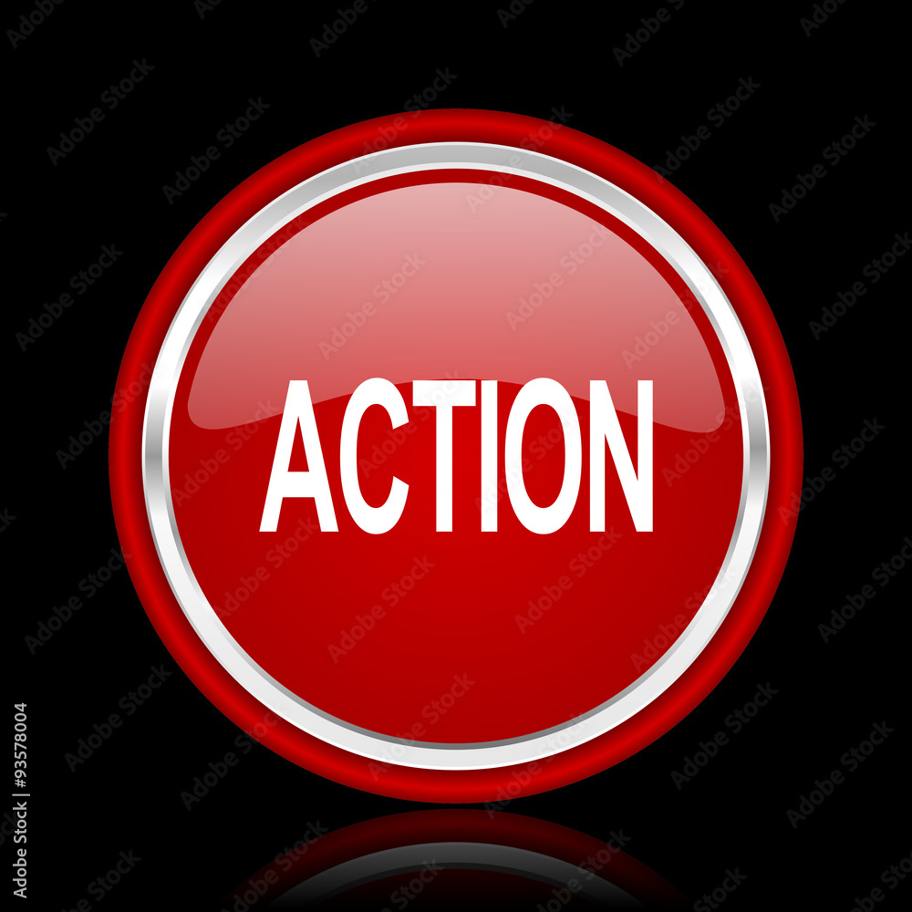 action red glossy cirle web icon on black bacground action red glossy cirle web icon on black bacground