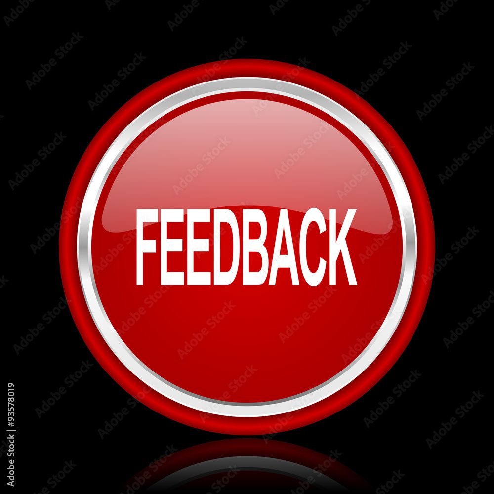 feedback red glossy cirle web icon on black bacground feedback red glossy cirle web icon on black bacground