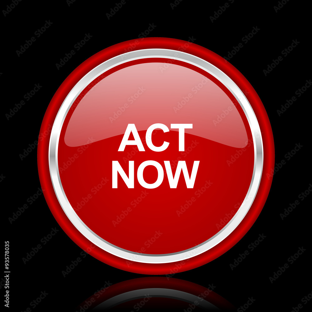 act now red glossy cirle web icon on black bacground act now red glossy cirle web icon on black bacground