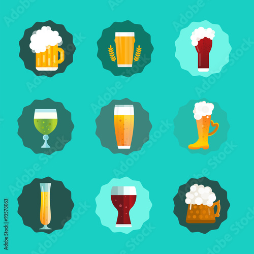 Beer bottle sign vector icons set