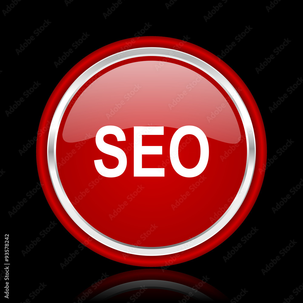 seo red glossy cirle web icon on black bacground seo red glossy cirle web icon on black bacground