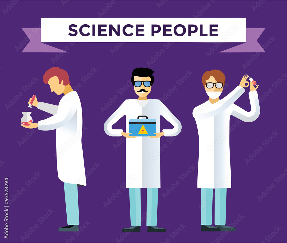 Science laboratory vector people set