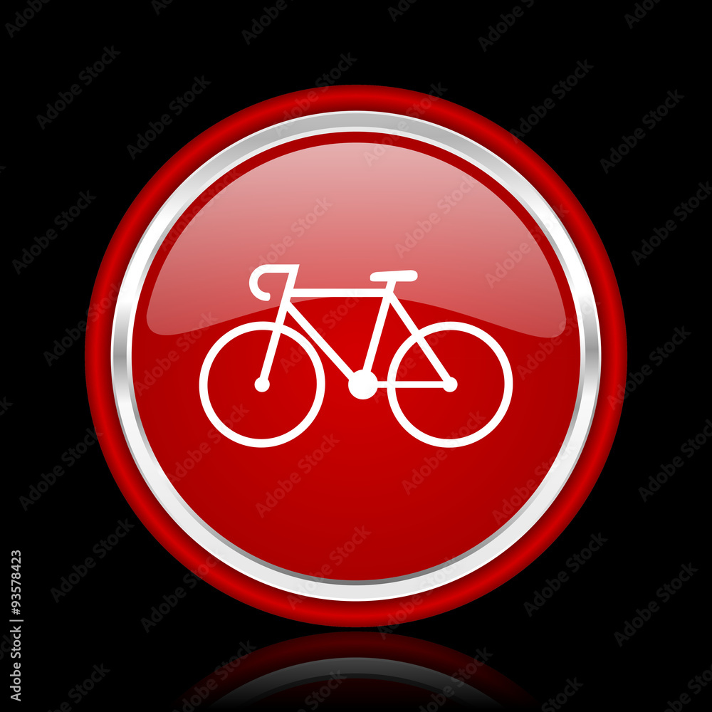 bicycle red glossy cirle web icon on black bacground bicycle red glossy cirle web icon on black bacground