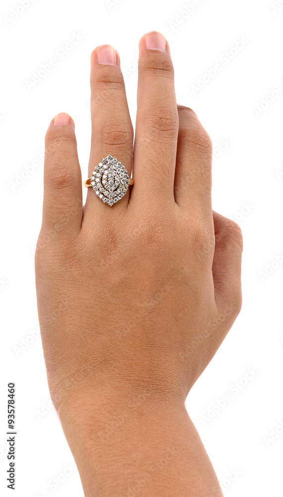 Ring in hand woman isolate on white background. Ring in hand woman isolate on white background.