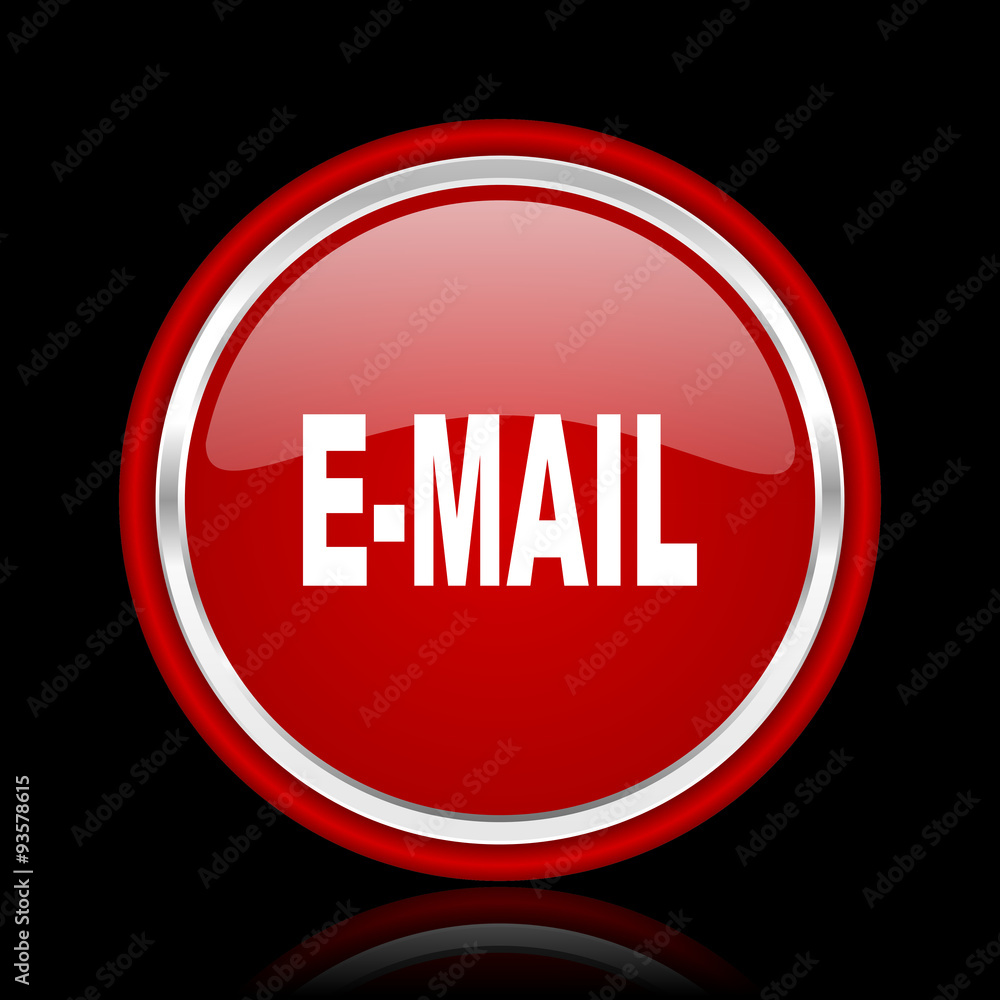 email red glossy cirle web icon on black bacground email red glossy cirle web icon on black bacground