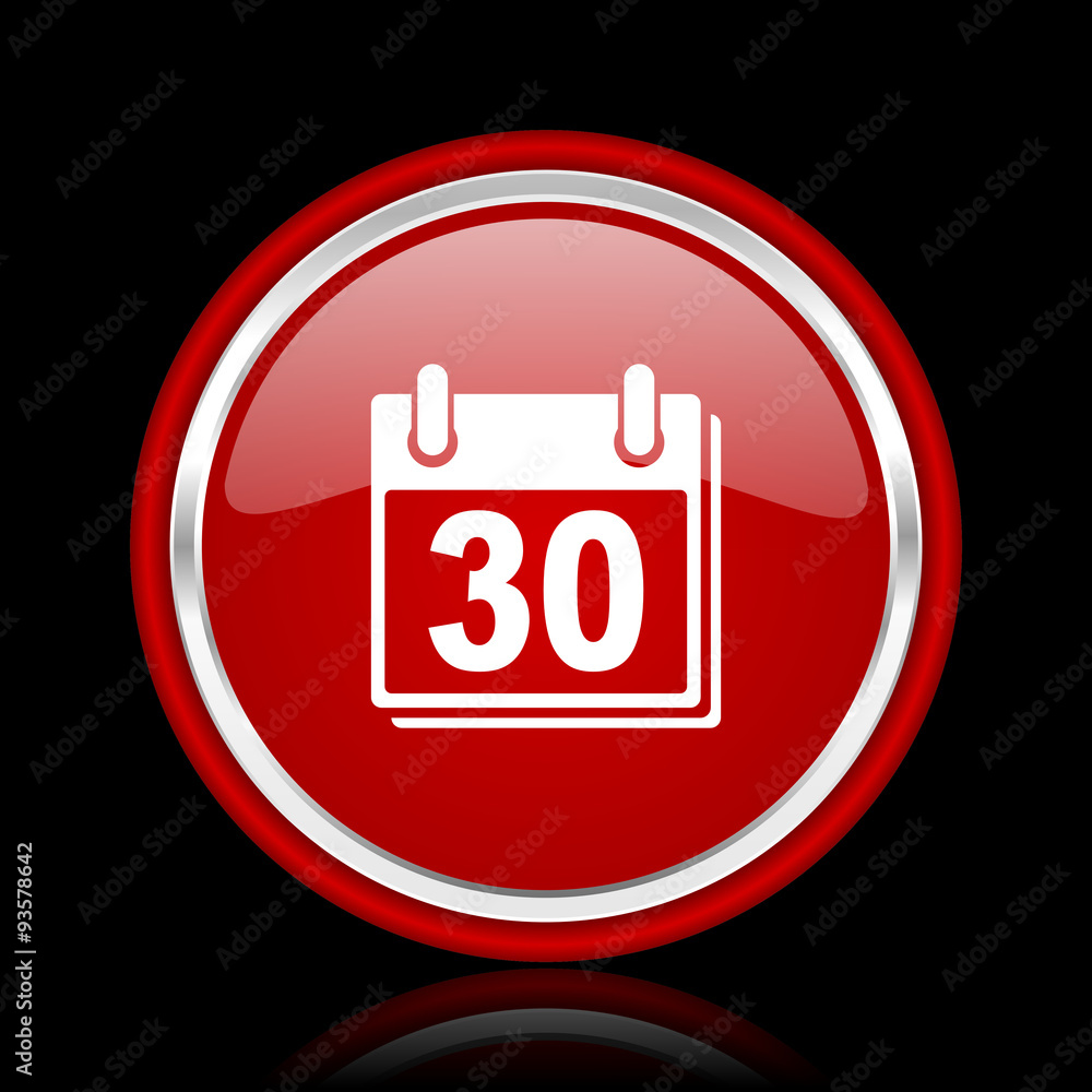calendar red glossy cirle web icon on black bacground calendar red glossy cirle web icon on black bacground