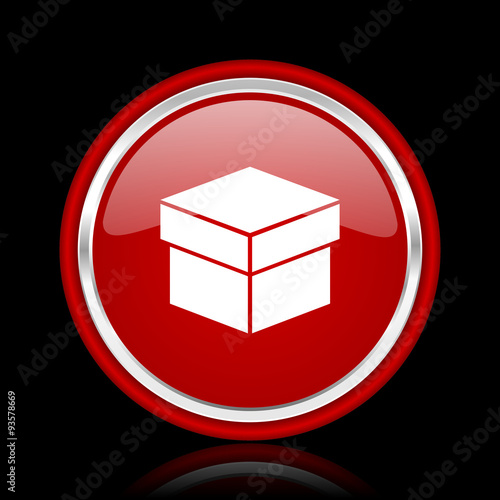 box red glossy cirle web icon on black bacground