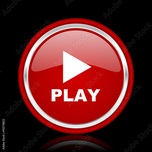 Free Download play red glossy cirle web icon on black bacground - GFXLoad
