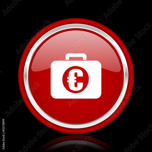 financial red glossy cirle web icon on black bacground