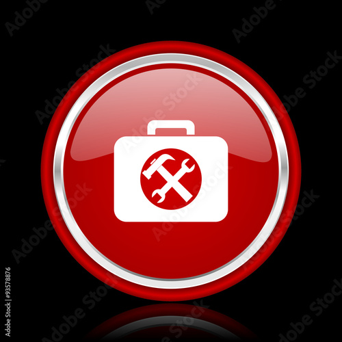 toolkit red glossy cirle web icon on black bacground Free Download toolkit red glossy cirle web icon on black bacground - GFXLoad