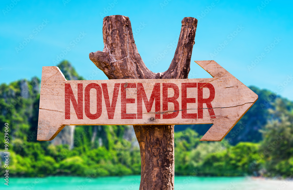 November arrow with beach background