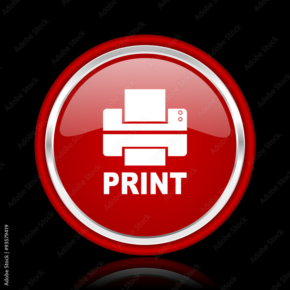 printer red glossy cirle web icon on black bacground printer red glossy cirle web icon on black bacground