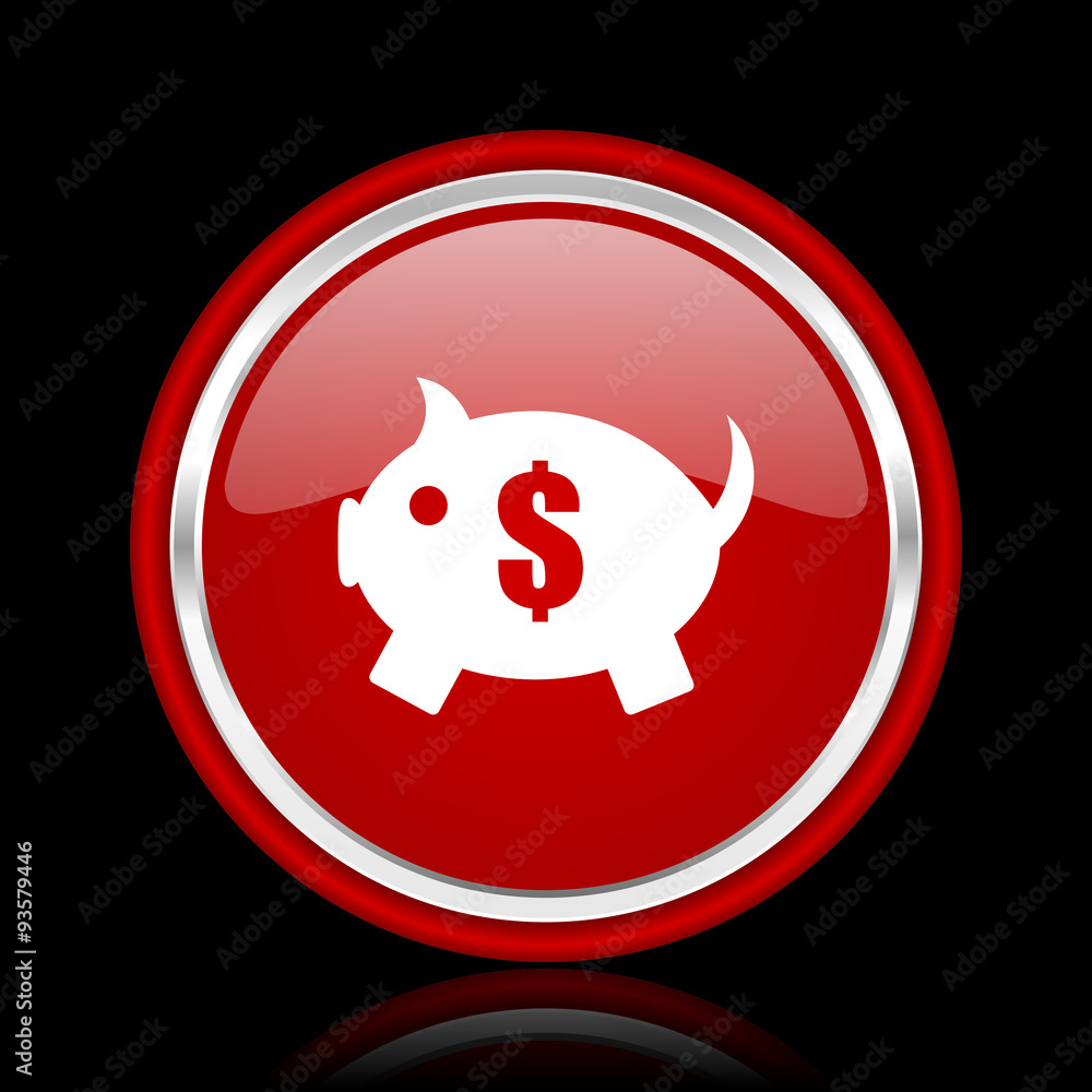 piggy bank red glossy cirle web icon on black bacground piggy bank red glossy cirle web icon on black bacground