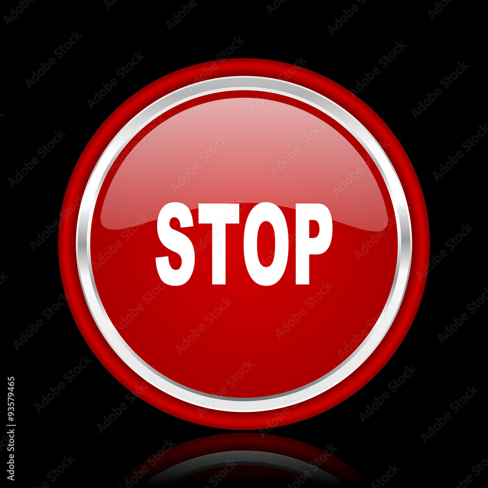 stop red glossy cirle web icon on black bacground stop red glossy cirle web icon on black bacground