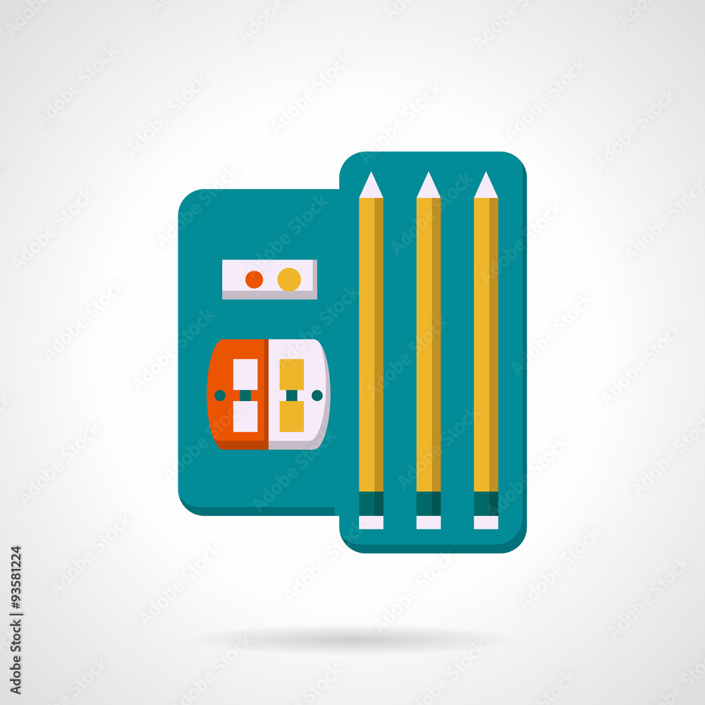 Pencils and sharpenet set flat vector icon Pencils and sharpenet set flat vector icon