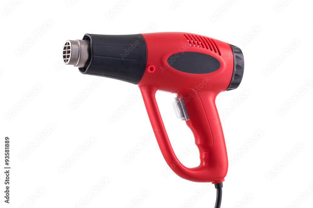 Heat gun isolated with black sticker on white background Heat gun isolated with black sticker on white background