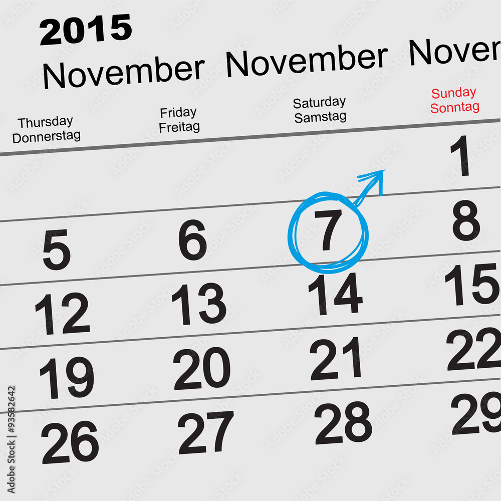 7 November 2015 International Mens Day. Calendar reminder 7 November 2015 International Mens Day. Calendar reminder
