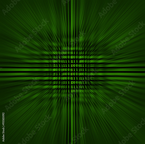 Binary Vortex - Green binary code on a black background blurred to represent speed, quickly changing technologies and many other technology concepts.