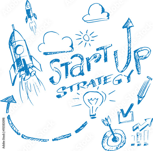 Hand drawn concept whiteboard drawing - startup strategy