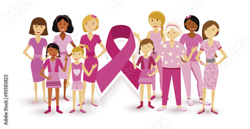 Breast cancer awareness women people ribbon united
