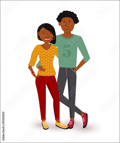 Happy african american couple flat illustration