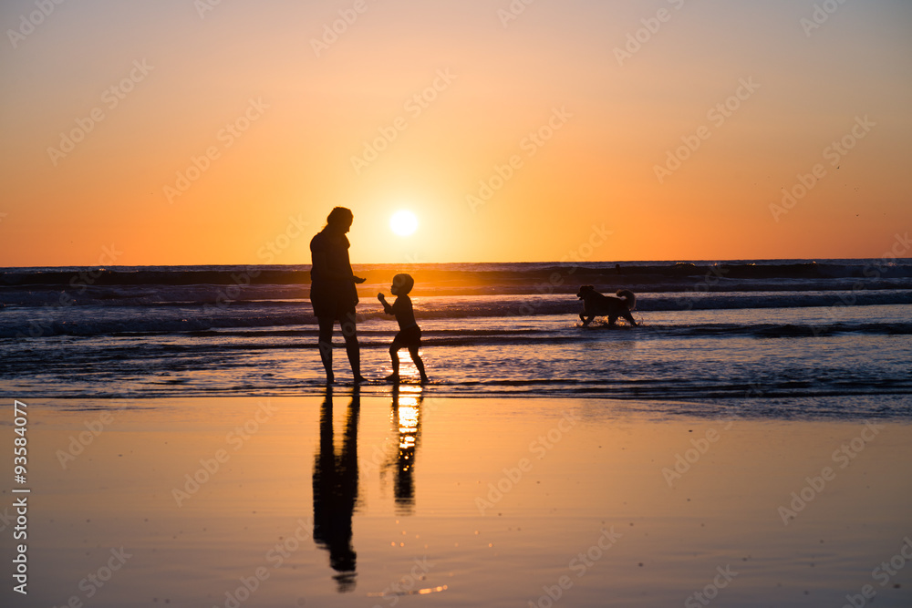 Silhouette of Mother and Child at Sunset Silhouette of Mother and Child at Sunset