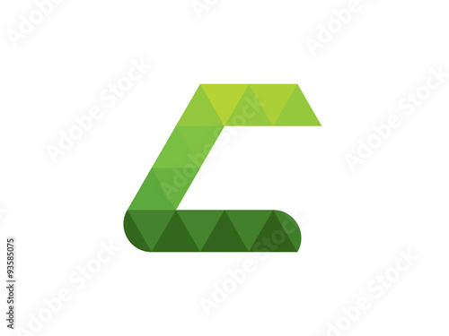 Free Download C Letter Green Triangle Leaves Geometric Logo - GFXLoad