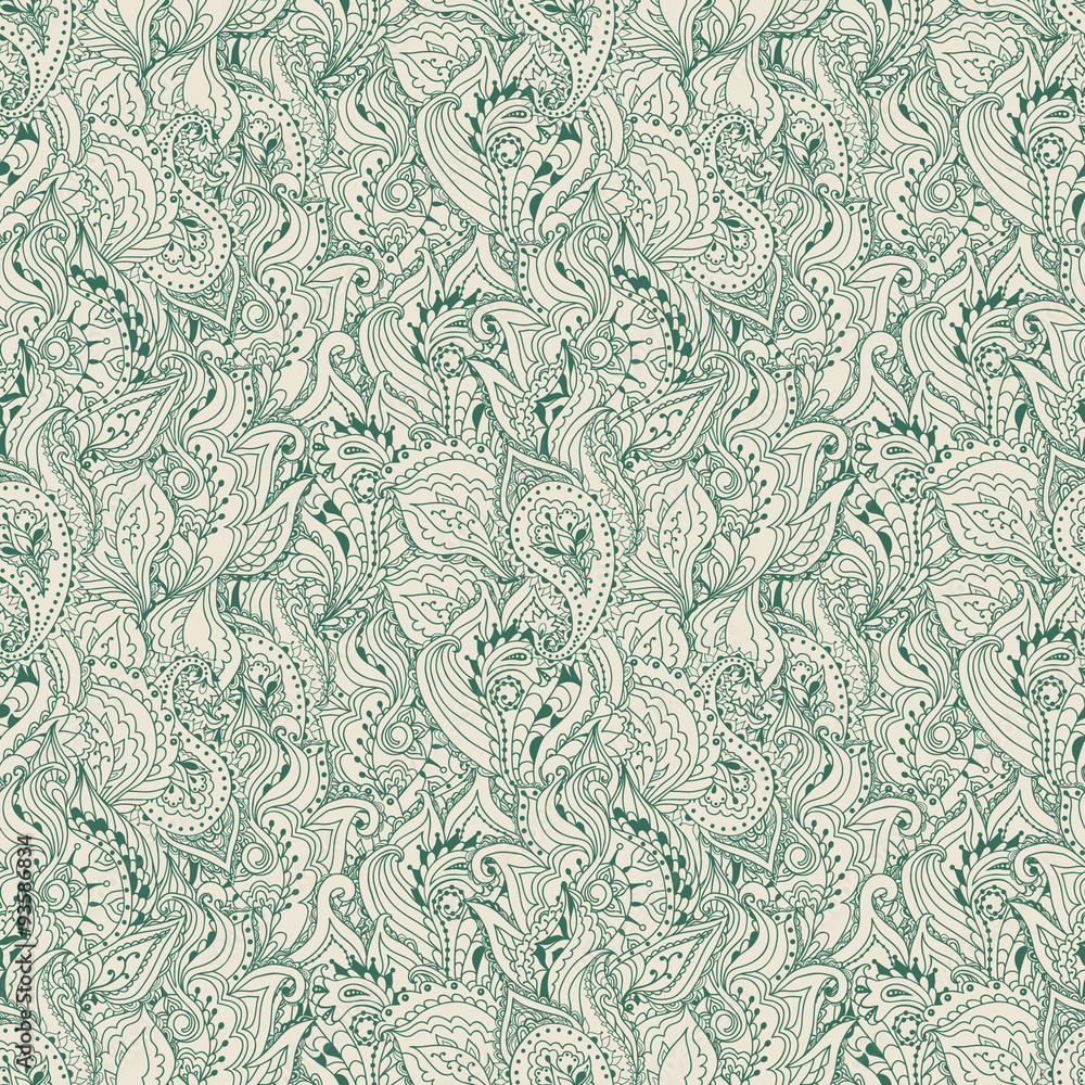 Stock vector seamless pattern with floral ornament in vintage st Stock vector seamless pattern with floral ornament in vintage st