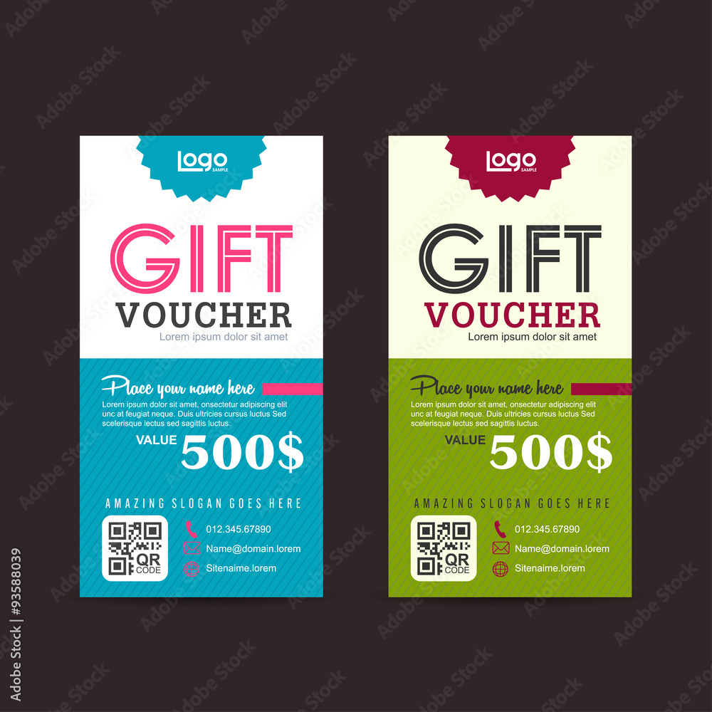 Obraz premium Gift voucher template with colorful pattern,Vector illustration