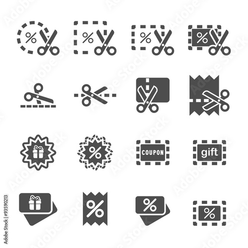 coupon and discount icon set, vector eps10