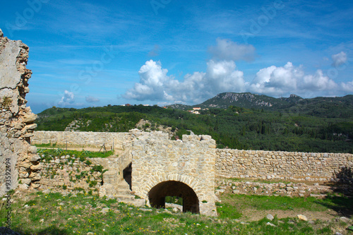 Remains of Angelokastro castle walls, Corfu, Greece. photo