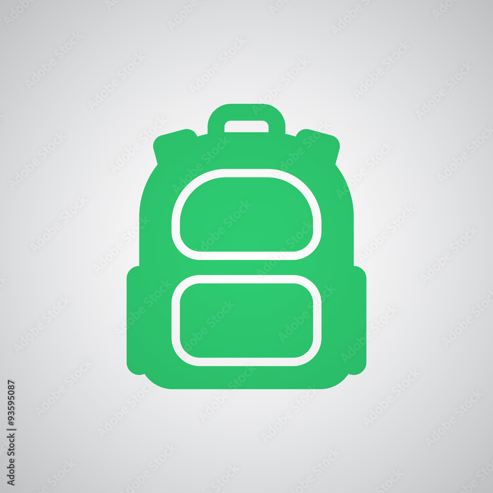 Flat green Backpack icon Flat green Backpack icon