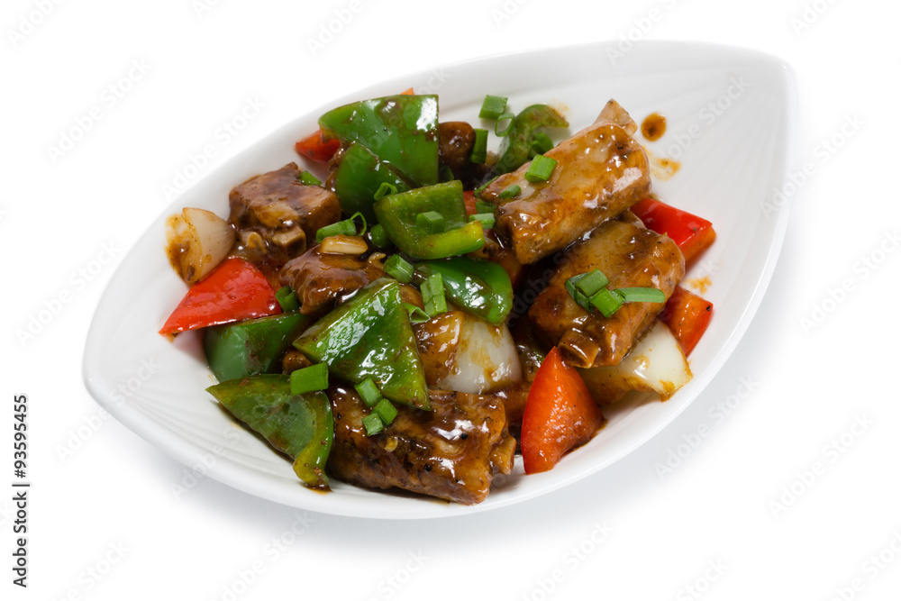 Fried pork ribs with sweet peppers Fried pork ribs with sweet peppers