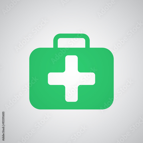 Flat green First Aid Kit icon
