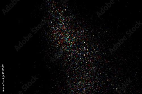 Colorful confetti vector. Grainy abstract  colorful texture on a black background. Design element. Vector illustration,eps 10.