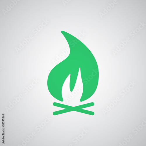 Flat green Bonfire icon