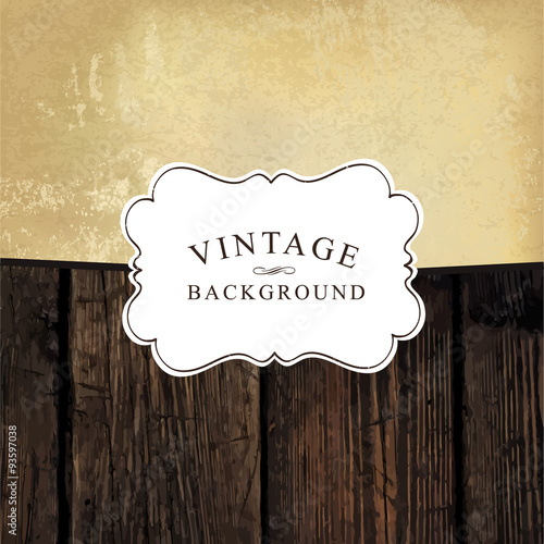 Vintage styled design template. Aged wooden and old paper textur